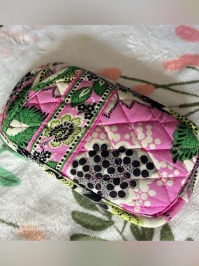 Vera Bradley Pink and Green Leaf Pattern eyeglass Case